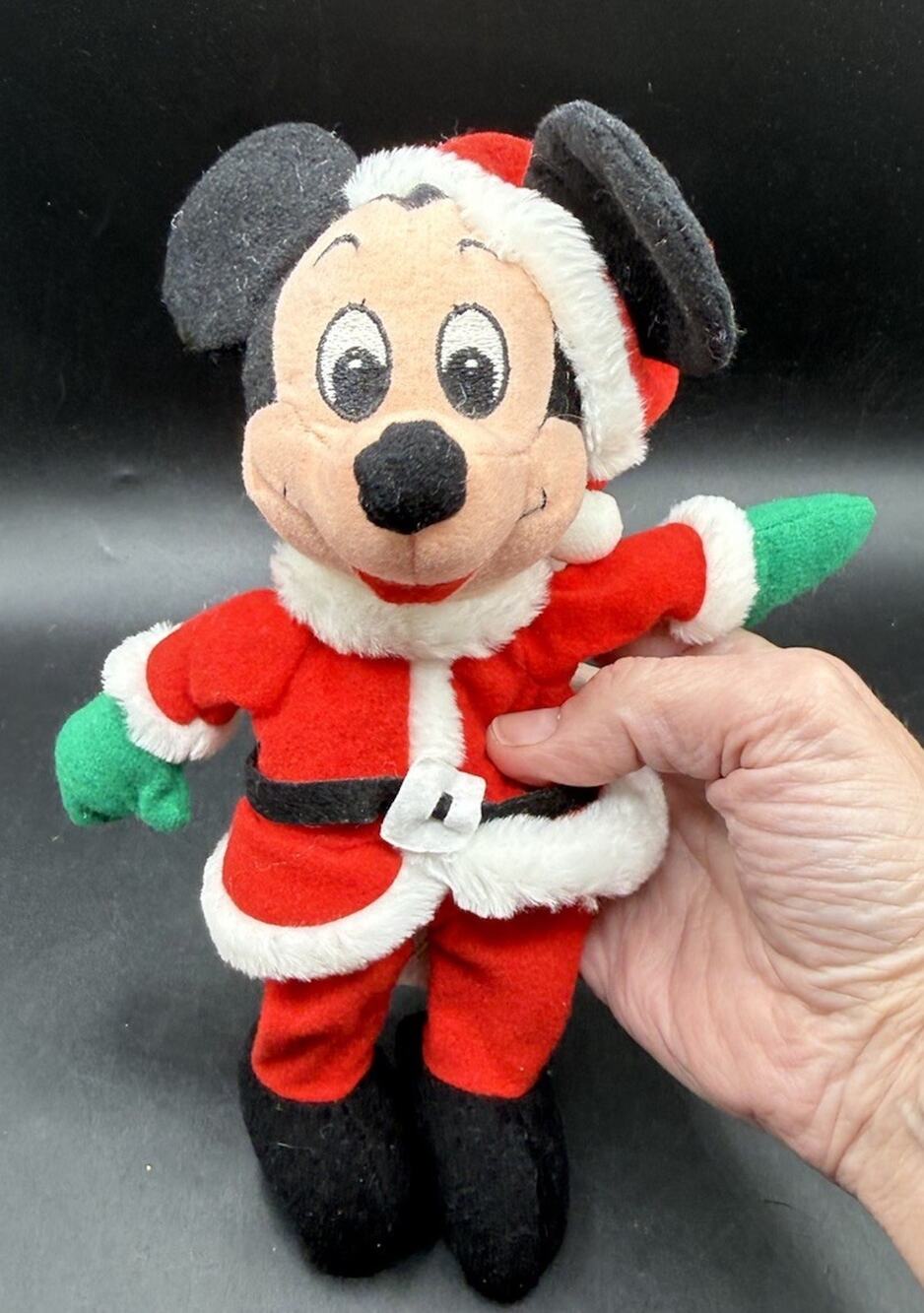 Walt Disney Store Christmas Mini Bean Bag Santa Mickey 7” EUC